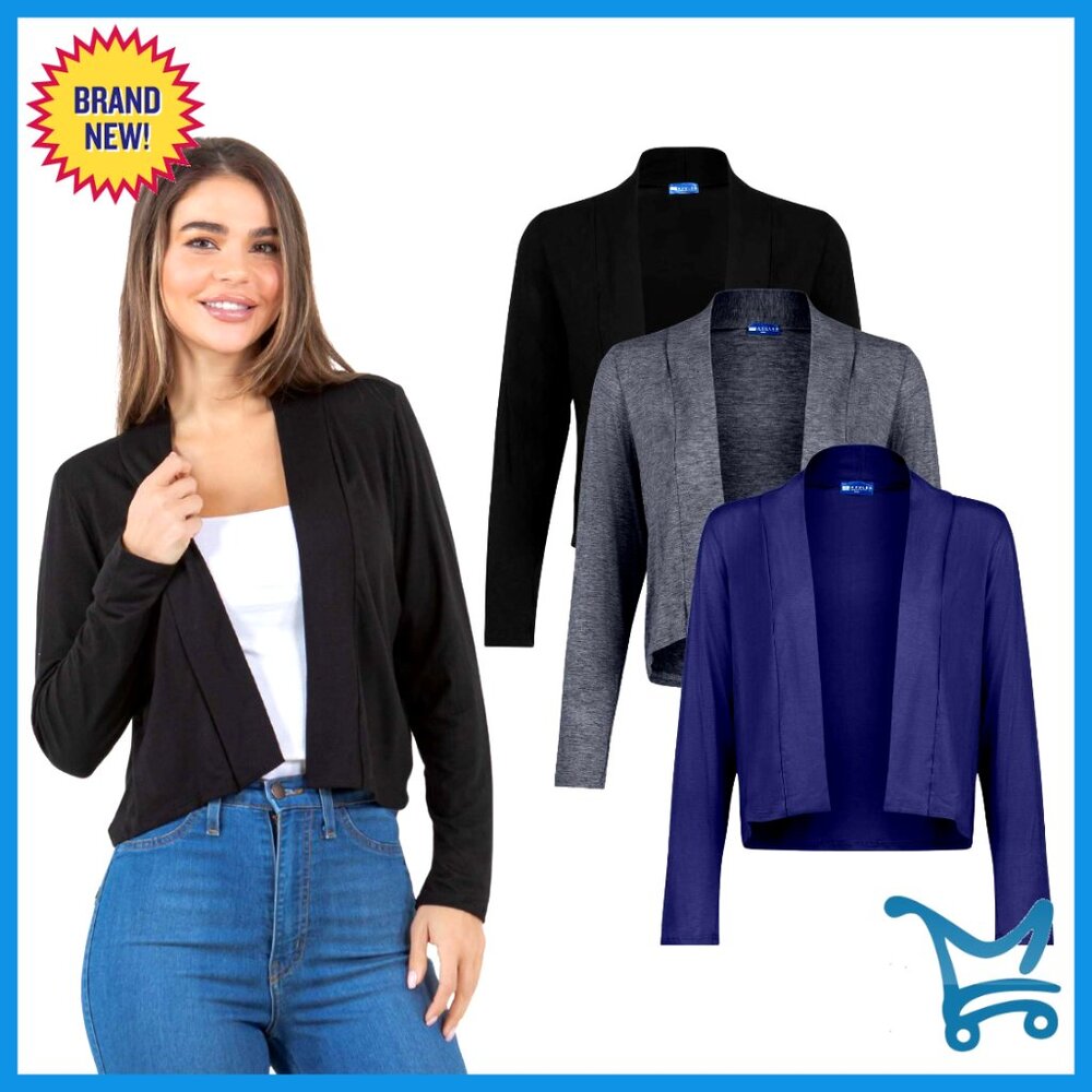 Cropped Cardigan Lightweight Long Sleeve Open Front Shrug Sweater